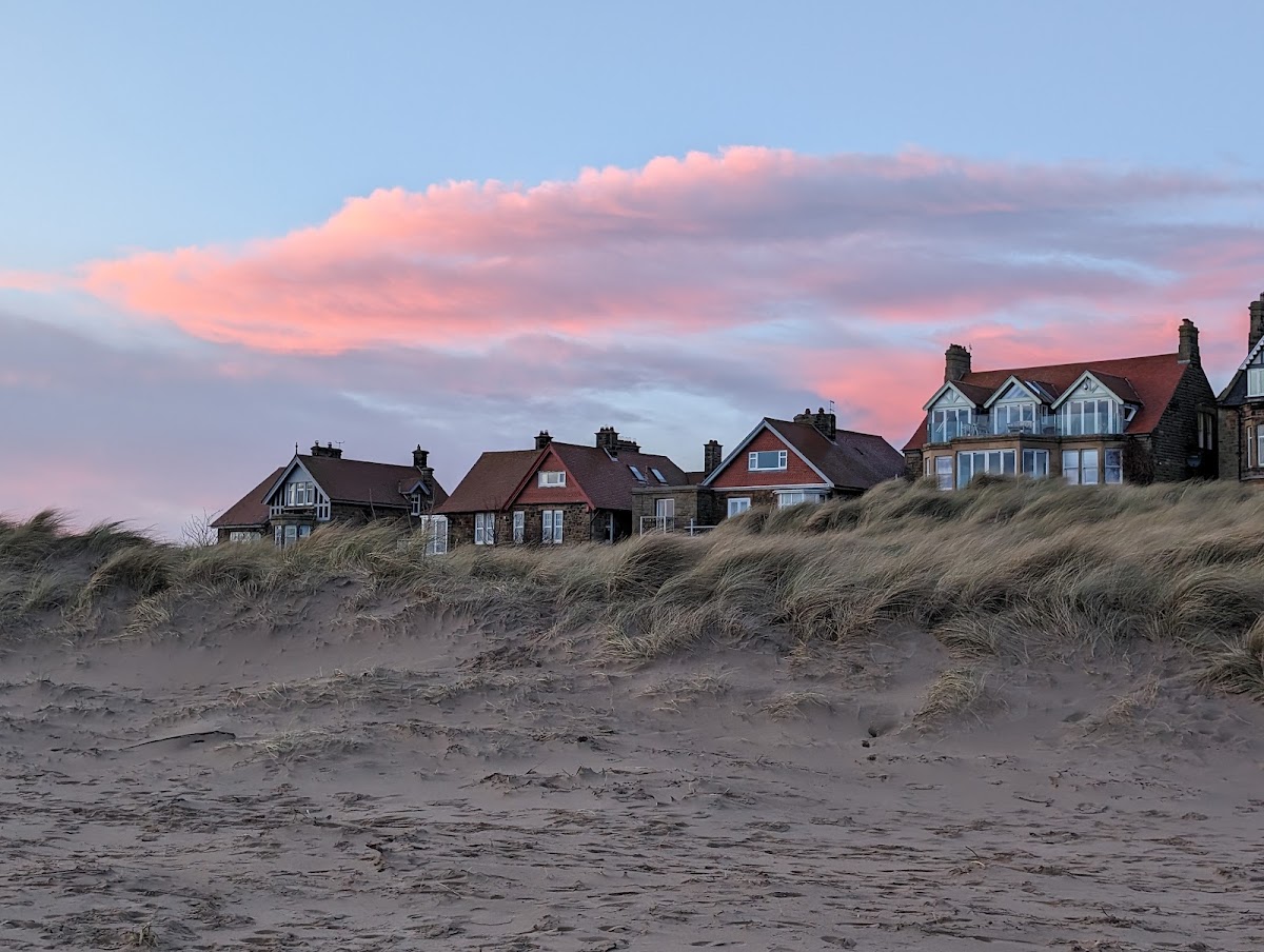 The wide sandy beach and dunes at Alnmouth